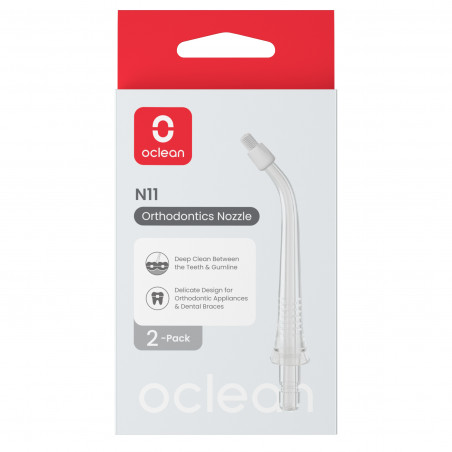 Σετ 2 ορθοδοντικών άκρων Oclean N11, Συμβατό με W10, Βαθύς καθαρισμός, Διαφανές