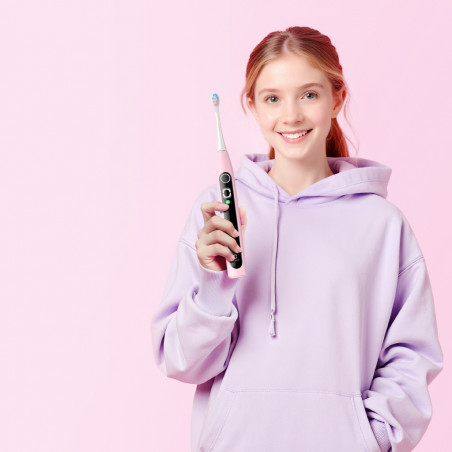 Παιδική ηλεκτρική οδοντόβουρτσα Oclean X Kids Set, 2.5W, 72000 rpm, 5 λειτουργίες, Χρονοδιακόπτης, Αυτονομία έως 40 ημέρες, Oclean OS, Τύπος C, Θήκη, Ροζ