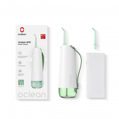 Οδοντιατρικό ντους Oclean W10, 5 λειτουργίες, 2 ακροφύσια, 200 ml, 1400 παλμοί ανά λεπτό, IPX7, USB-C, πράσινο