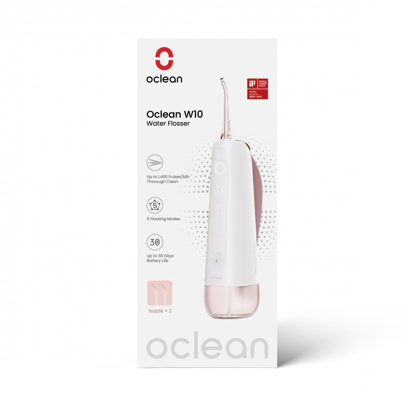 Οδοντιατρικό ντους Oclean W10, 5 λειτουργίες, 2 ακροφύσια, 200 ml, 1400 παλμοί ανά λεπτό, IPX7, USB-C, ροζ