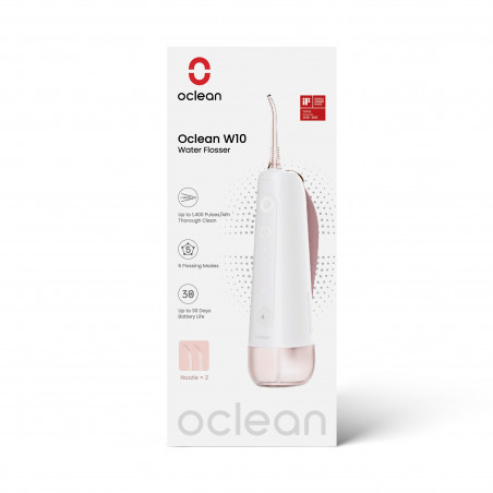 Οδοντιατρικό ντους Oclean W10, 5 λειτουργίες, 2 ακροφύσια, 200 ml, 1400 παλμοί ανά λεπτό, IPX7, USB-C, ροζ