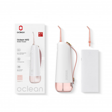 Οδοντιατρικό ντους Oclean W10, 5 λειτουργίες, 2 ακροφύσια, 200 ml, 1400 παλμοί ανά λεπτό, IPX7, USB-C, ροζ