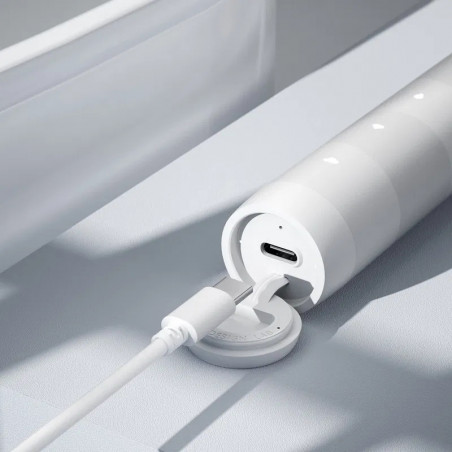 Ηλεκτρική οδοντόβουρτσα Oclean Flow S, 1.85W, 76000 rpm, 5 λειτουργίες, Χρονοδιακόπτης, Αυτονομία έως 180 ημέρες, Τύπος-C, Αντιβακτηριακή επιφάνεια, Λευκό