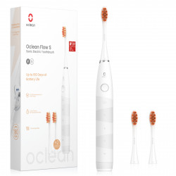 Ηλεκτρική οδοντόβουρτσα Oclean Flow S, 1.85W, 76000 rpm, 5 λειτουργίες, Χρονοδιακόπτης, Αυτονομία έως 180 ημέρες, Τύπος-C, Αντιβακτηριακή επιφάνεια, Λευκό