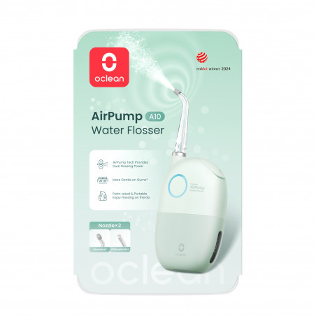 Oclean AirPump A10, 3 λειτουργίες, 2 ακροφύσια, αυτονομία 40 ημερών, IPX7, USB-C, πράσινο