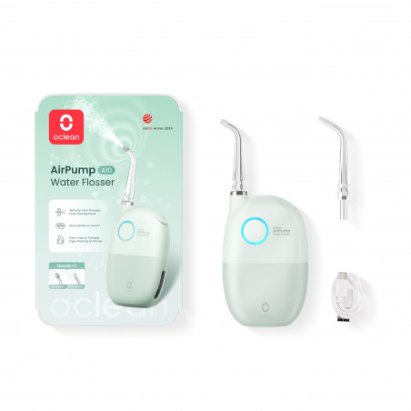 Oclean AirPump A10, 3 λειτουργίες, 2 ακροφύσια, αυτονομία 40 ημερών, IPX7, USB-C, πράσινο