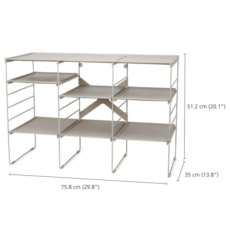 Ρυθμιζόμενο ράφι παπουτσιών Joseph Joseph 55009, 12 ζευγάρια, 3 ράφια, Ατσάλινη βάση, εκρού