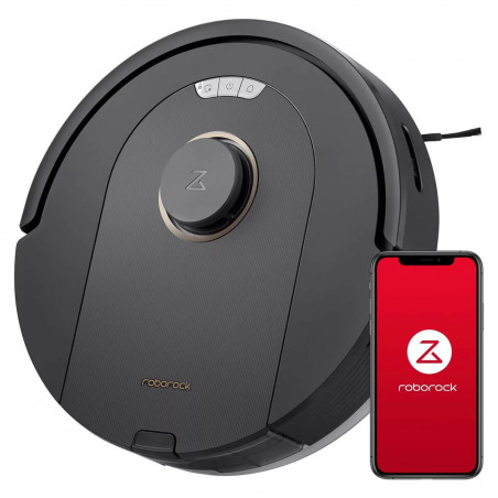 Ρομποτική ηλεκτρική σκούπα Roborock Q5 Pro, 59W, 5500 Pa, 770 ml, Wi-Fi, Στεγνός και υγρός καθαρισμός, PreciSense LiDAR, Φωνητικός έλεγχος, Αυτόματη επαναφόρτιση, Μαύρο