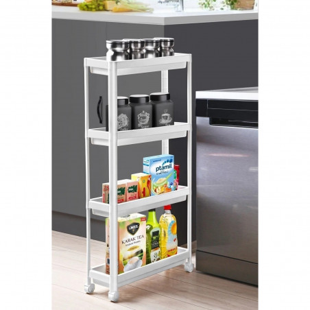 Πολυλειτουργικό ράφι Hermia Bayev 200BYR1116, Ρυθμιζόμενα ράφια, Τροχοί, Πλαστικό, Λευκό