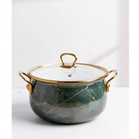 Κουζίνα Goldmann GM 8017-22G, 5l, 22x14 cm, Εμαγιέ, Επαγωγή, Γυάλινο καπάκι, Σμαραγδένιο πράσινο