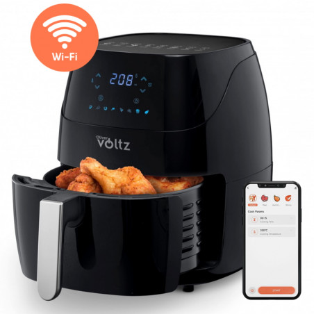 Φριτέζα Αέρος AirFryer Oliver Voltz OV51980Q, Wi-Fi, 1500W, 5 λίτρα, 8 προγράμματα, Χρησιμοποιεί ζεστό αέρα, Χρονοδιακόπτης, Μαύρο