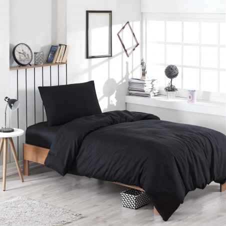 EnLora Home σετ κρεβατοκάμαρας 162ELR1406, 65% βαμβάκι, 35% πολυεστέρας, 4 τεμάχια, κάλυμμα 200x220 cm, σεντόνι 220x240 cm, καλύμματα 50x70 cm, μαύρο