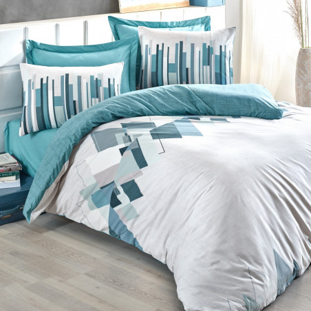 Σετ κρεβατοκάμαρας Cotton Box 129CTN2373, 100% βαμβάκι, τεμάχιο Z, κάλυμμα 160x220 cm, σεντόνι 160x240 cm, κάλυμμα 50x70 cm, λευκό/πράσινο