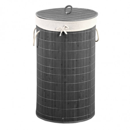 Καλάθι ρούχων Kesper 19573, 57 l, 60x35 cm, Άνετα χερούλια, Πολυεστέρας, Μπαμπού, Γκρι