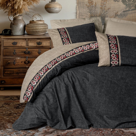 Σετ κλινοσκεπασμάτων Cotton Box 129CTN4828, 100% βαμβάκι, 4 τεμάχια, Κουβέρτα 200x220 cm, Σεντόνι 240x260 cm, Κάλυμμα 50x70 cm, Μπεζ