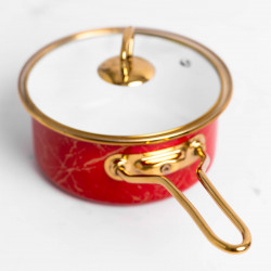 Κατσαρόλα με γυάλινο καπάκι Goldmann GM 4521-18R, 18x9 cm, 2L, Enamel, Induction, Red/Old Gold