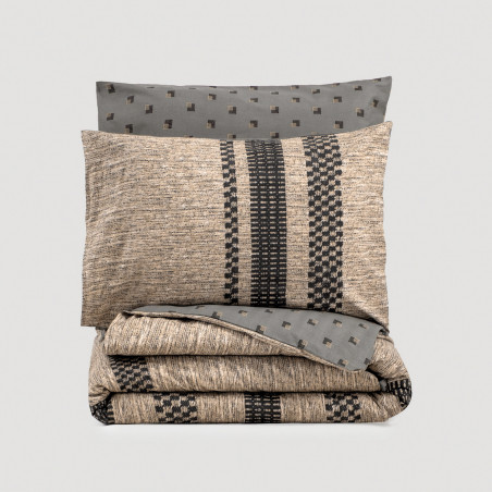 Σετ κλινοσκεπασμάτων Cotton Box 129CTN4282, 100% βαμβάκι, 4 τεμάχια, κάλυμμα 200x220 cm, σεντόνι 240x260 cm, μαξιλαροθήκη 50x70 cm, καφέ/γκρι