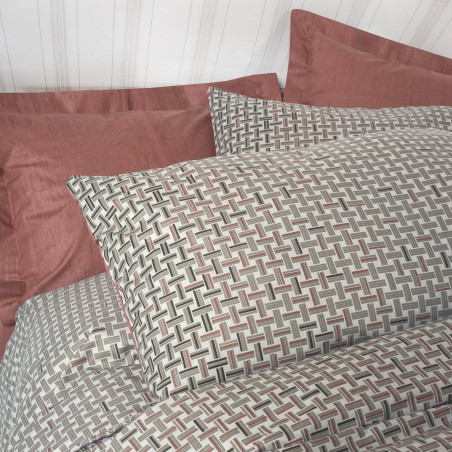 Σετ κλινοσκεπασμάτων Cotton Box 129CTN4849, 100% βαμβάκι, 4 τεμάχια, κάλυμμα 200x220 cm, σεντόνι 160x200+30 cm, κάλυμμα 50x70 cm, γκρι/κόκκινο
