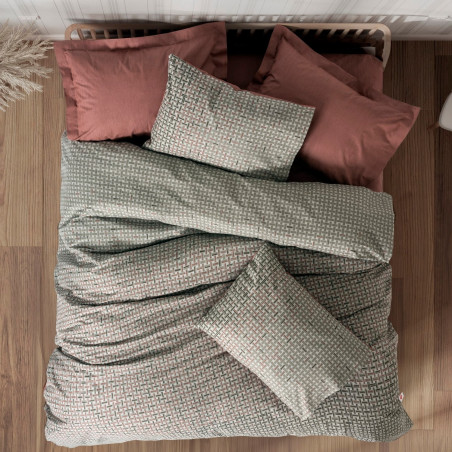 Σετ κλινοσκεπασμάτων Cotton Box 129CTN4849, 100% βαμβάκι, 4 τεμάχια, κάλυμμα 200x220 cm, σεντόνι 160x200+30 cm, κάλυμμα 50x70 cm, γκρι/κόκκινο