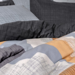 Σετ κλινοσκεπασμάτων Cotton Box 129CTN4490, 100% βαμβάκι, 4 τεμάχια, κάλυμμα 200x220 cm, σεντόνι 240x260 cm, κάλυμμα 50x70 cm, γκρι/πορτοκαλί