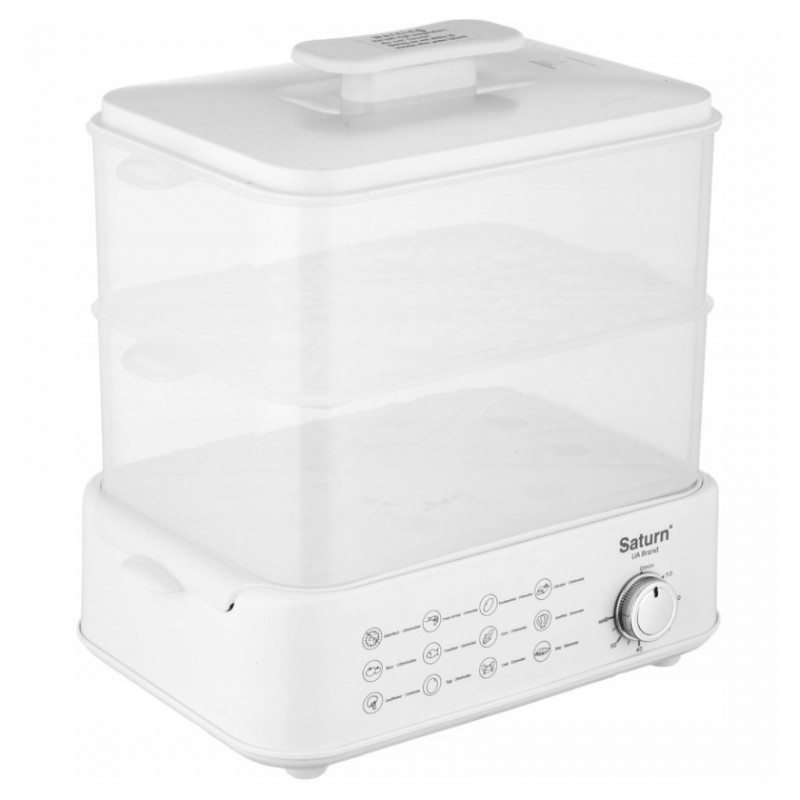 Ατμομάγειρας Saturn ST-EC1187, 1500W, 12 l, Αυτόματη διακοπή, Ένδειξη στάθμης νερού, Λευκό