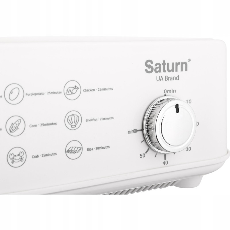 Ατμομάγειρας Saturn ST-EC1187, 1500W, 12 l, Αυτόματη διακοπή, Ένδειξη στάθμης νερού, Λευκό
