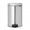 Κάδος απορριμμάτων με πεντάλ Brabantia NewIcon 649046, 20 l, Ομαλό κλείσιμο, Αντιολισθητική βάση, Ανθεκτικό στα δακτυλικά αποτυπώματα, Inox/Matte