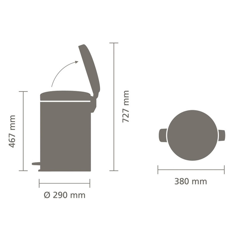 Κάδος απορριμμάτων με πεντάλ Brabantia NewIcon 649046, 20 l, Ομαλό κλείσιμο, Αντιολισθητική βάση, Ανθεκτικό στα δακτυλικά αποτυπώματα, Inox/Matte