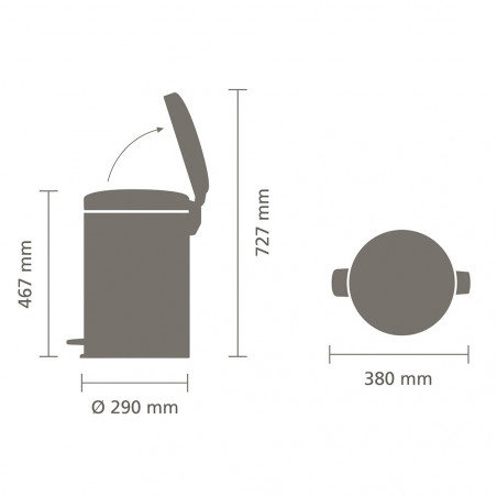 Κάδος απορριμμάτων με πεντάλ Brabantia NewIcon 649046, 20 l, Ομαλό κλείσιμο, Αντιολισθητική βάση, Ανθεκτικό στα δακτυλικά αποτυπώματα, Inox/Matte