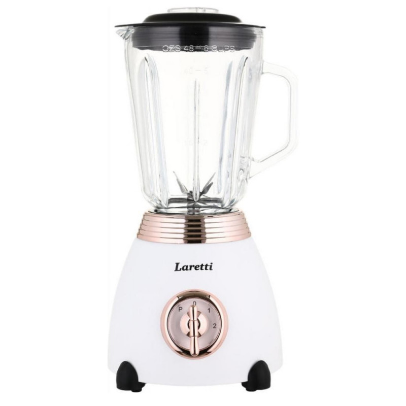 Μπλέντερ Laretti LR-FP7310, 500W, 1.5 l, Ανοξείδωτες λεπίδες, 2 ταχύτητες + παλμός, Μηχανισμός κλειδώματος, Λευκό