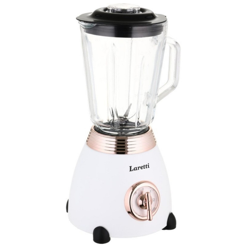 Μπλέντερ Laretti LR-FP7310, 500W, 1.5 l, Ανοξείδωτες λεπίδες, 2 ταχύτητες + παλμός, Μηχανισμός κλειδώματος, Λευκό
