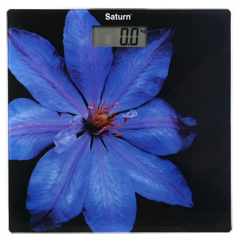 Saturn ST-PS0287, Μέχρι 150 κιλά, Οθόνη LCD, Kg/Lb, Δείκτες μπαταρίας και υπερφόρτωσης, Μετριασμένο γυαλί, Μαύρο/μωβ