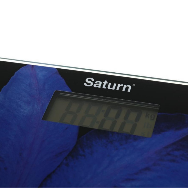 Saturn ST-PS0287, Μέχρι 150 κιλά, Οθόνη LCD, Kg/Lb, Δείκτες μπαταρίας και υπερφόρτωσης, Μετριασμένο γυαλί, Μαύρο/μωβ