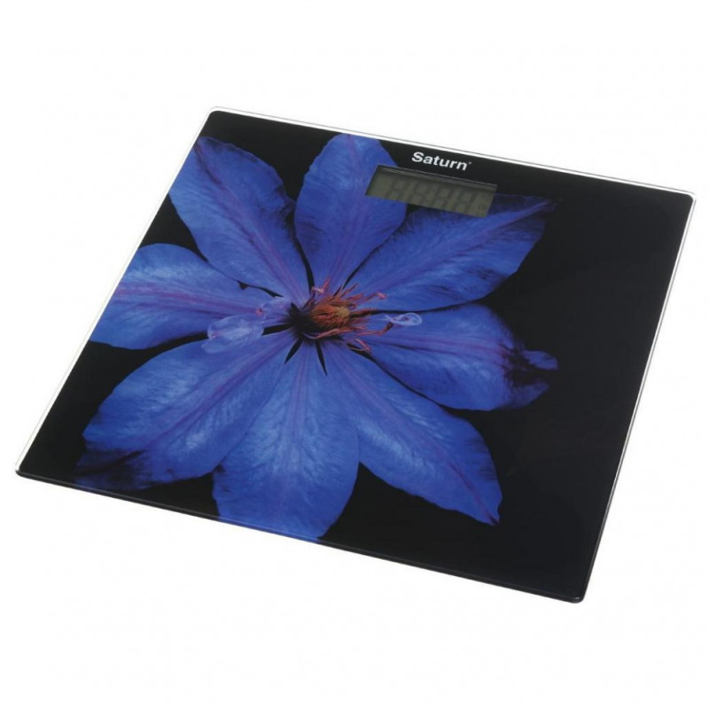 Saturn ST-PS0287, Μέχρι 150 κιλά, Οθόνη LCD, Kg/Lb, Δείκτες μπαταρίας και υπερφόρτωσης, Μετριασμένο γυαλί, Μαύρο/μωβ