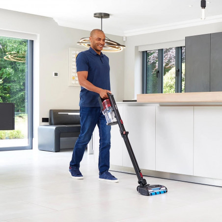 Σκούπα όρθια Ninja IZ300EUT, 309W, 0,7 l, 3 ταχύτητες, αυτονομία έως 60 λεπτά, HEPA, LED Smart display, φωτεινή ένδειξη βούρτσας, Μαύρο/κόκκινο