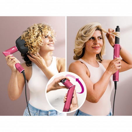 Shark FlexStyle HD440BPEU 2in1 Συσκευή γενικής χρήσης για στέγνωμα και μπούκλες, 1400W, 3 επίπεδα ισχύος, 3 επίπεδα θερμότητας, τεχνολογία Coanda, ιονισμός, 5 εξαρτήματα, ροζ
