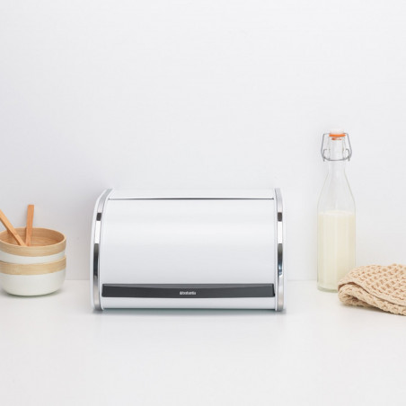Κουτί ψωμιού Brabantia Roll Top 1003254, 11 l, 31,6x26,5 cm, Ειδική δομή, Λευκό/Inox