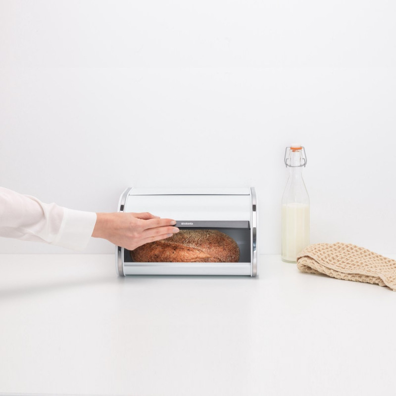 Κουτί ψωμιού Brabantia Roll Top 1003254, 11 l, 31,6x26,5 cm, Ειδική δομή, Λευκό/Inox