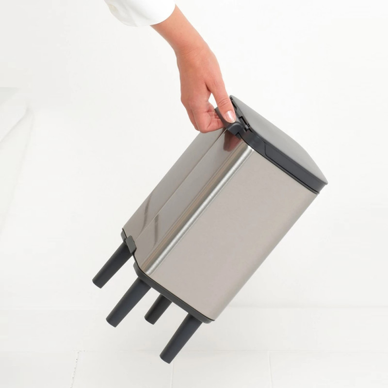 Κάδος απορριμμάτων Brabantia Bo Small Hi 1006642, 4 λίτρα, Ομαλό και αθόρυβο άνοιγμα, Αντιολισθητική βάση, Ανθεκτικό στα δακτυλικά αποτυπώματα, Ανοξείδωτο/Ματ