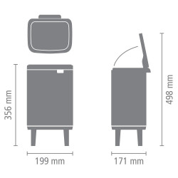 Κάδος απορριμμάτων Brabantia Bo Small Hi 1006642, 4 λίτρα, Ομαλό και αθόρυβο άνοιγμα, Αντιολισθητική βάση, Ανθεκτικό στα δακτυλικά αποτυπώματα, Ανοξείδωτο/Ματ