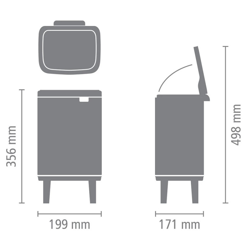 Κάδος απορριμμάτων Brabantia Bo Small Hi 1006642, 4 λίτρα, Ομαλό και αθόρυβο άνοιγμα, Αντιολισθητική βάση, Ανθεκτικό στα δακτυλικά αποτυπώματα, Ανοξείδωτο/Ματ