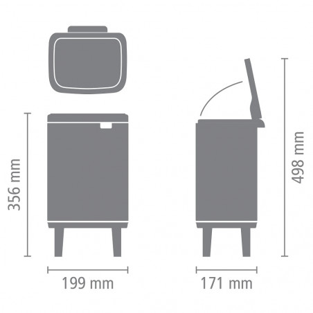 Κάδος απορριμμάτων Brabantia Bo Small Hi 1006642, 4 λίτρα, Ομαλό και αθόρυβο άνοιγμα, Αντιολισθητική βάση, Ανθεκτικό στα δακτυλικά αποτυπώματα, Ανοξείδωτο/Ματ