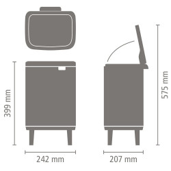 Κάδος απορριμμάτων Brabantia Bo Small Hi 1006646, 7 λίτρα, Υπερυψωμένος, Ομαλό και αθόρυβο άνοιγμα, Αντιολισθητική βάση, Ανθεκτικός στα δακτυλικά αποτυπώματα, Ανοξείδωτο/Ματ