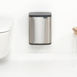 Κάδος απορριμμάτων Brabantia Bo Small 1006632, 7 λίτρα, Ομαλό και αθόρυβο άνοιγμα, Αντιολισθητική βάση, Ανθεκτικό στα δακτυλικά αποτυπώματα, Ανοξείδωτο/Ματ