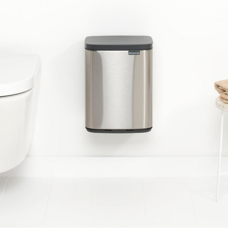 Κάδος απορριμμάτων Brabantia Bo Small 1006632, 7 λίτρα, Ομαλό και αθόρυβο άνοιγμα, Αντιολισθητική βάση, Ανθεκτικό στα δακτυλικά αποτυπώματα, Ανοξείδωτο/Ματ