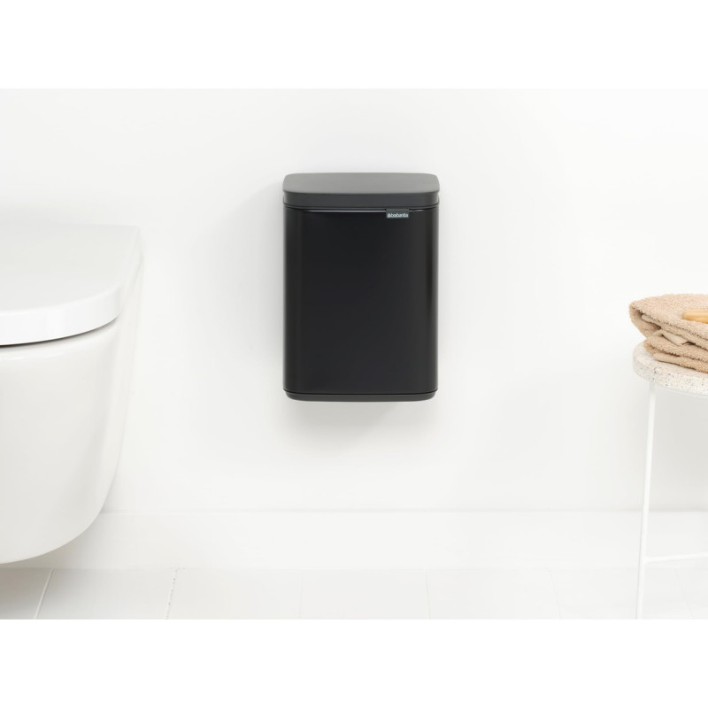 Κάδος απορριμμάτων Brabantia Bo Small 4L, Ομαλό και αθόρυβο άνοιγμα,Αντιολισθητική βάση, Μαύρο
