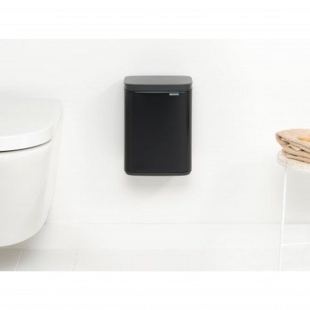 Κάδος απορριμμάτων Brabantia Bo Small 4L, Ομαλό και αθόρυβο άνοιγμα,Αντιολισθητική βάση, Μαύρο