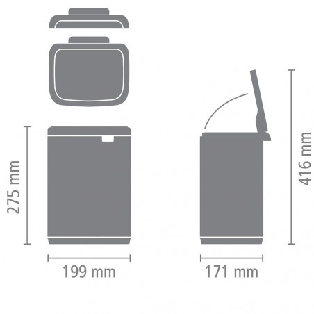 Κάδος απορριμμάτων Brabantia Bo Small 4L, Ομαλό και αθόρυβο άνοιγμα,Αντιολισθητική βάση, Μαύρο