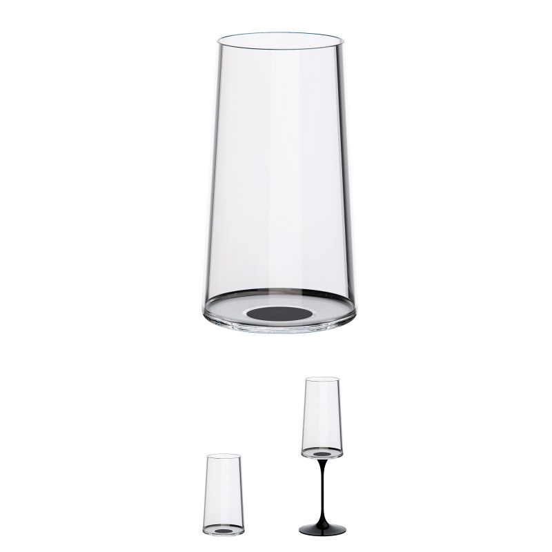 Σετ 2 κρυστάλλινων ποτηριών σαμπάνιας Trebonn SplitGlass 2025130, 320 ml, Ø7.8x12.5 cm, Modular system, Μαύρο