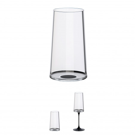 Σετ 2 κρυστάλλινων ποτηριών σαμπάνιας Trebonn SplitGlass 2025130, 320 ml, Ø7.8x12.5 cm, Modular system, Μαύρο